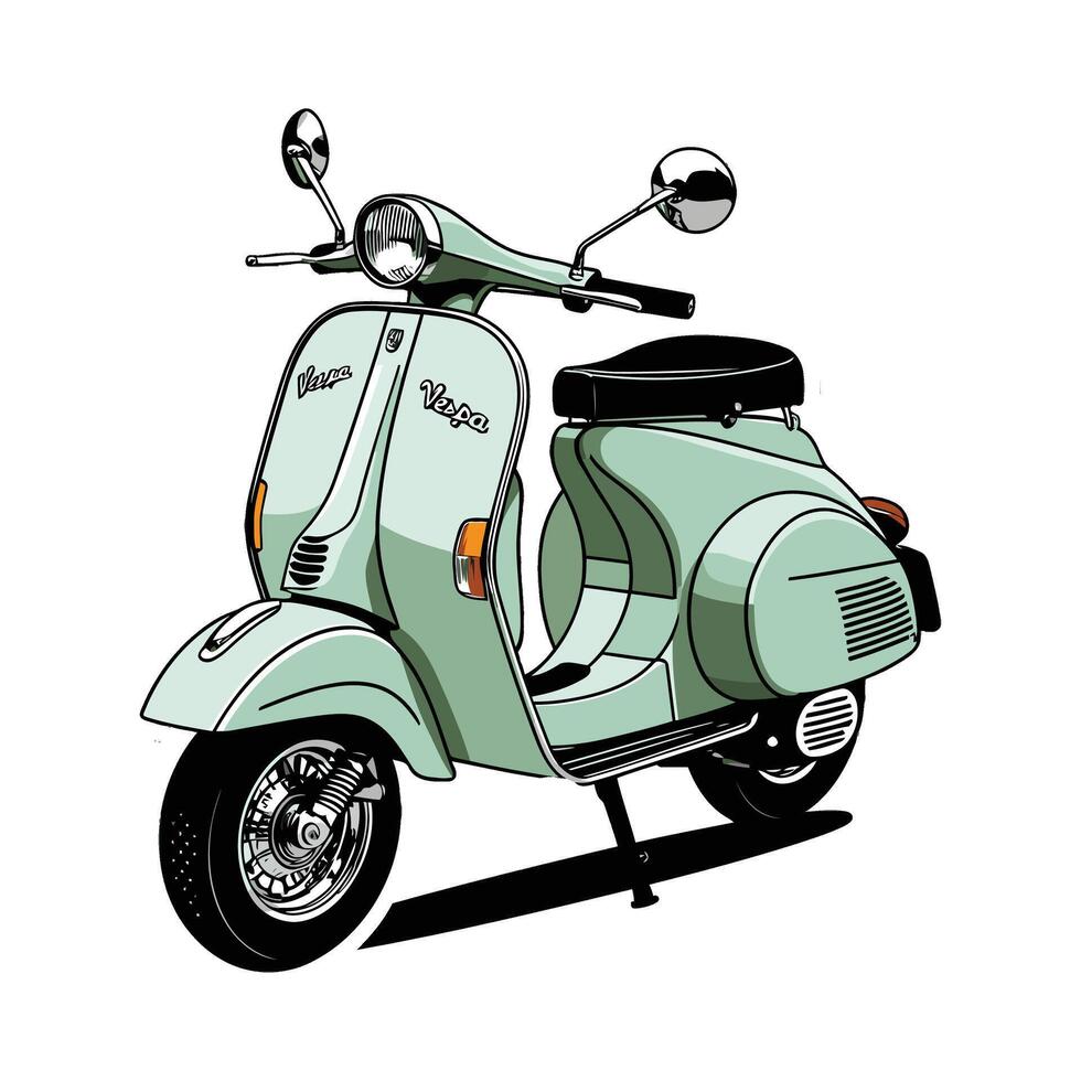 A cartoon scooter is shown on a white background vector