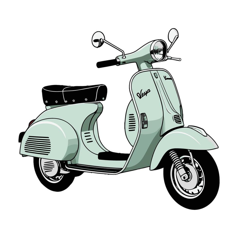 A vintage scooter is shown in this illustration vector