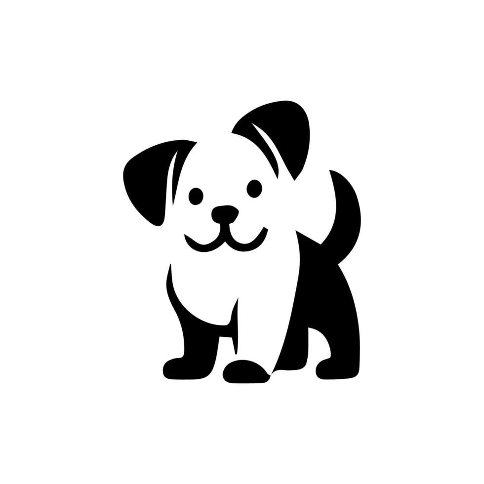 A black and white dog logo on a white background vector