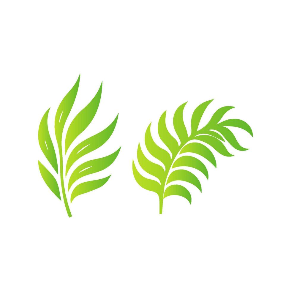 Flat green leaves on white background vector