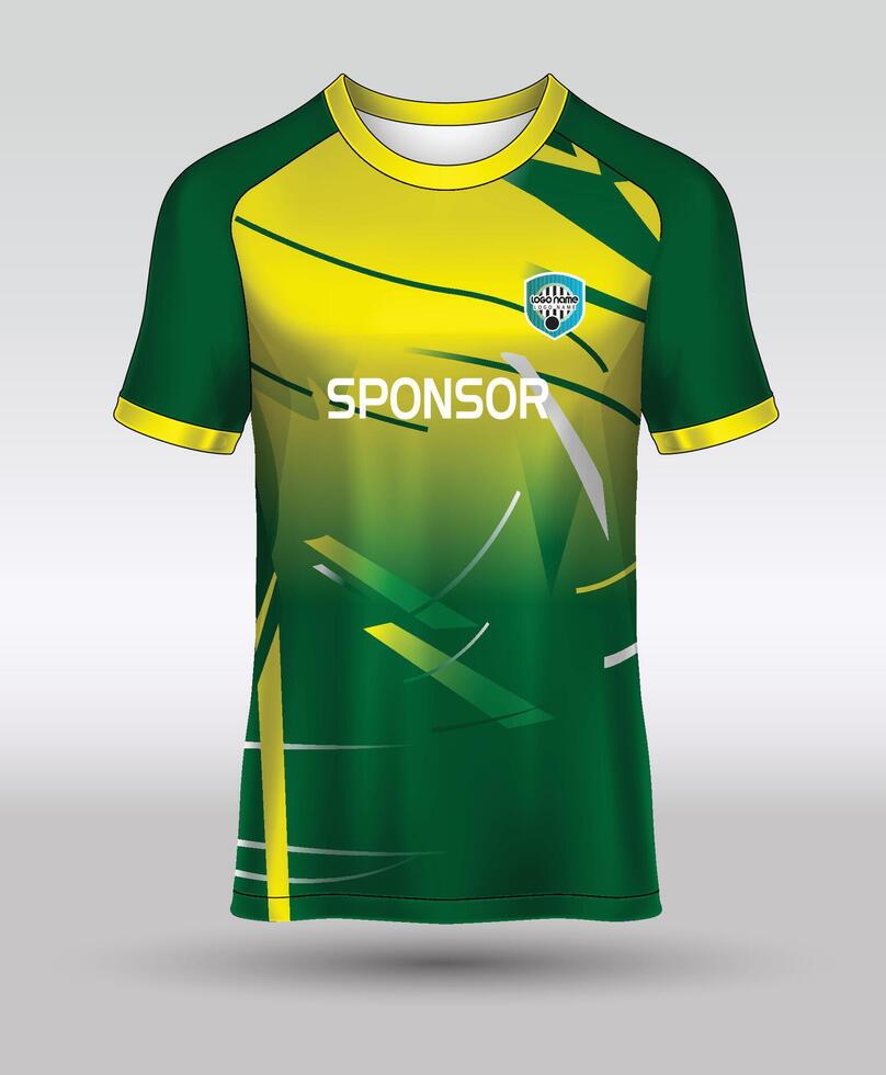 T-shirt Design yellow and green color for sports vector