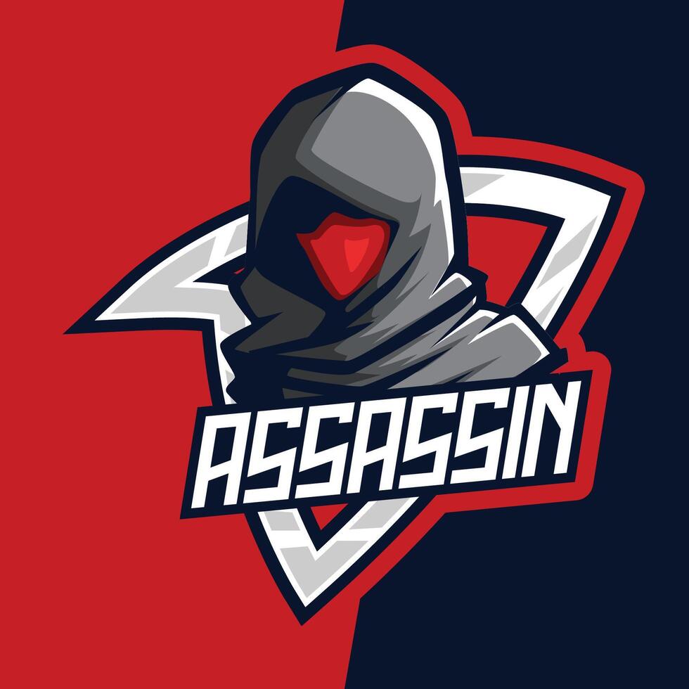 Red Assassin Shadow Mascot Sport Logo Identity for Esports and Sports Teams vector