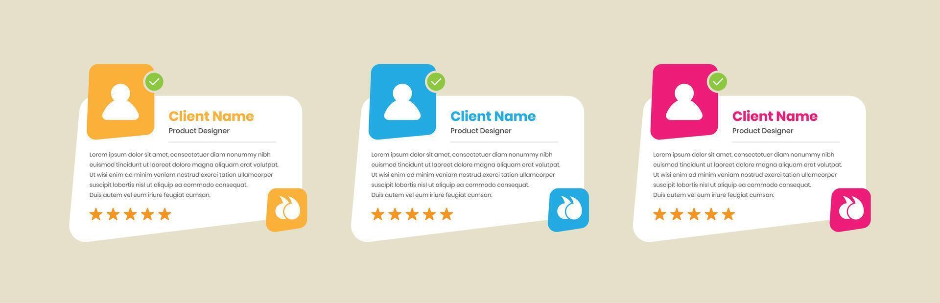 Minimalist customer review and client testimonial web card ui kit element design vector
