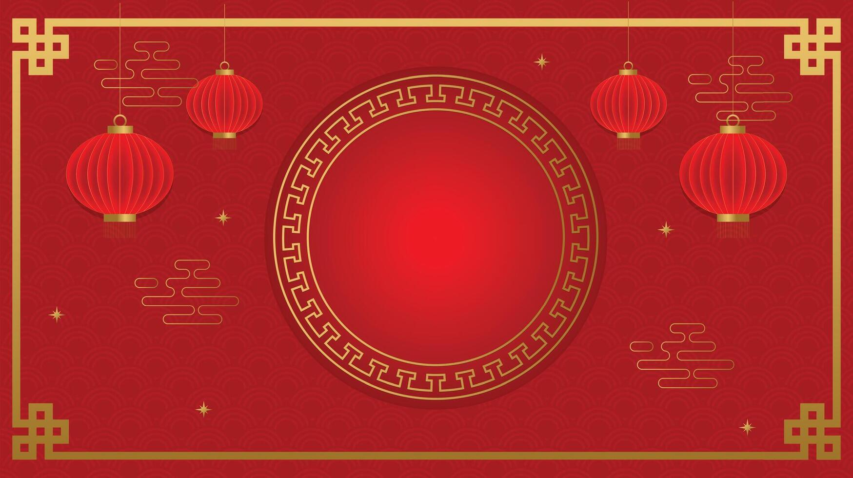 Happy Chinese new year 2025. Chinese new year banner with blank circle for show product. Greeting card. China frame with lantern on red background. vector