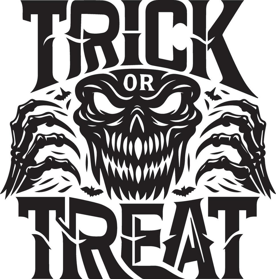 Halloween Trick or Treat graphic design silhouette illustration on white background vector