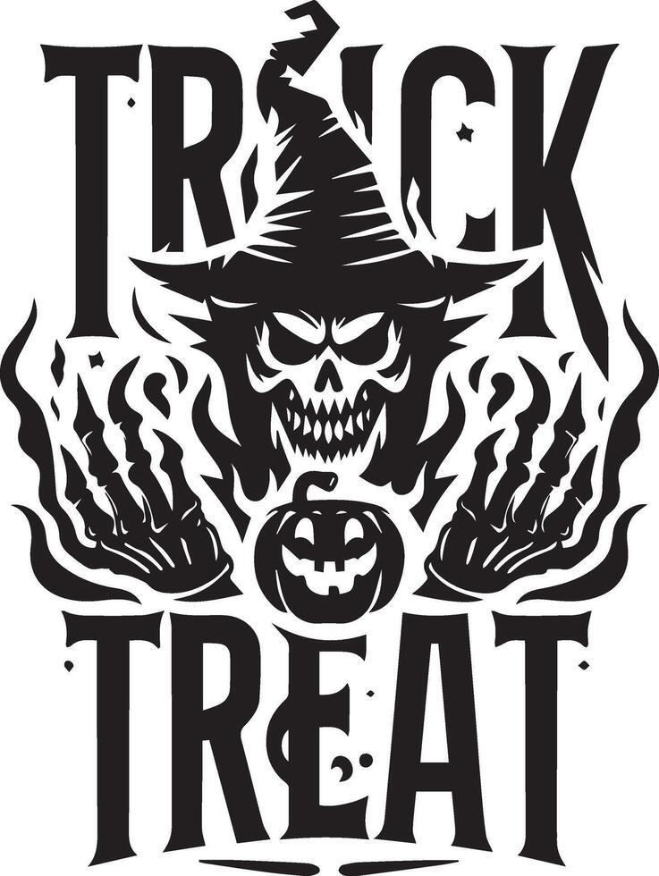 Halloween Trick or Treat symbol design silhouette illustration on white background vector