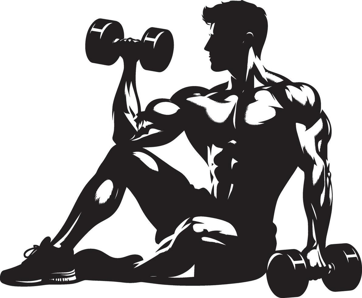 Strength dumbbell silhouette illustration isolated on a white background vector