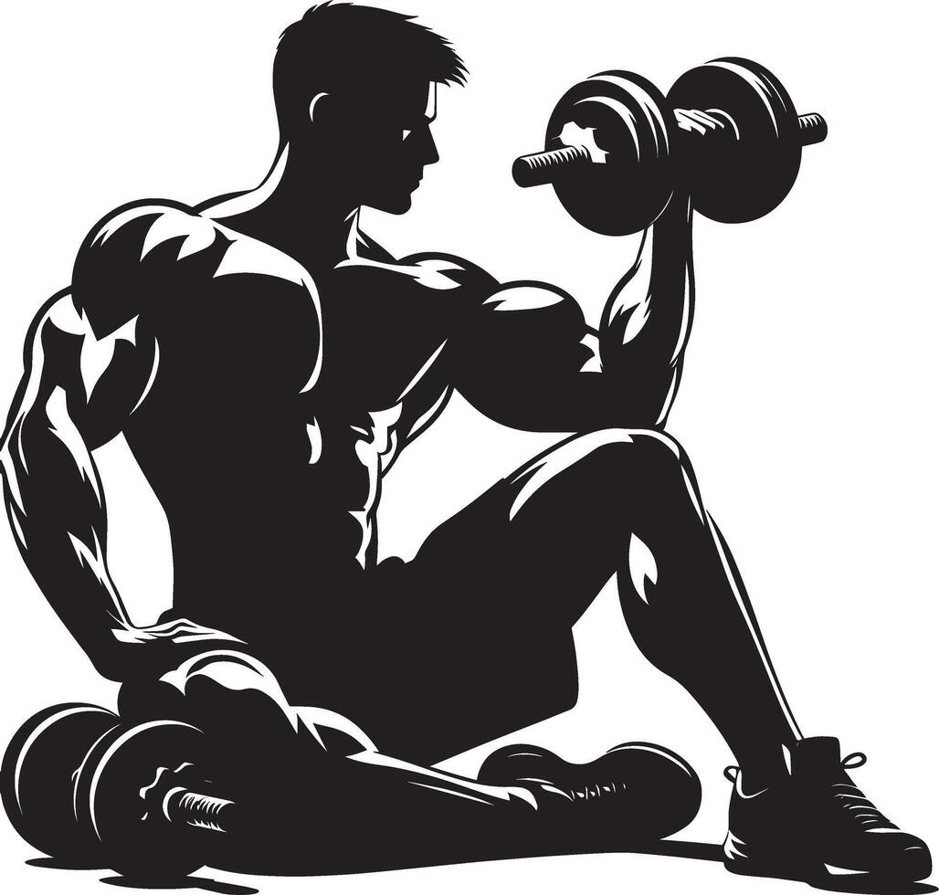 Dumbbell shoulder press silhouette illustration isolated on a white background vector