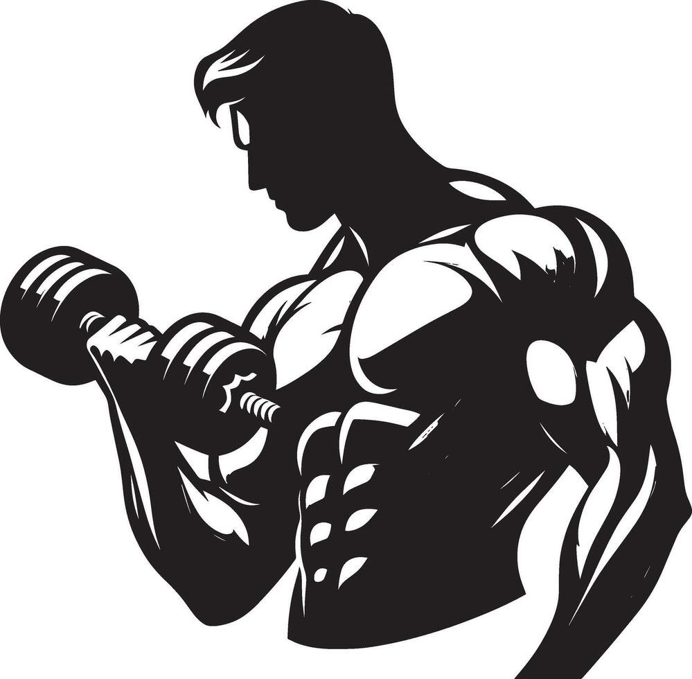Hand lifting weight silhouette illustration isolated on a white background vector