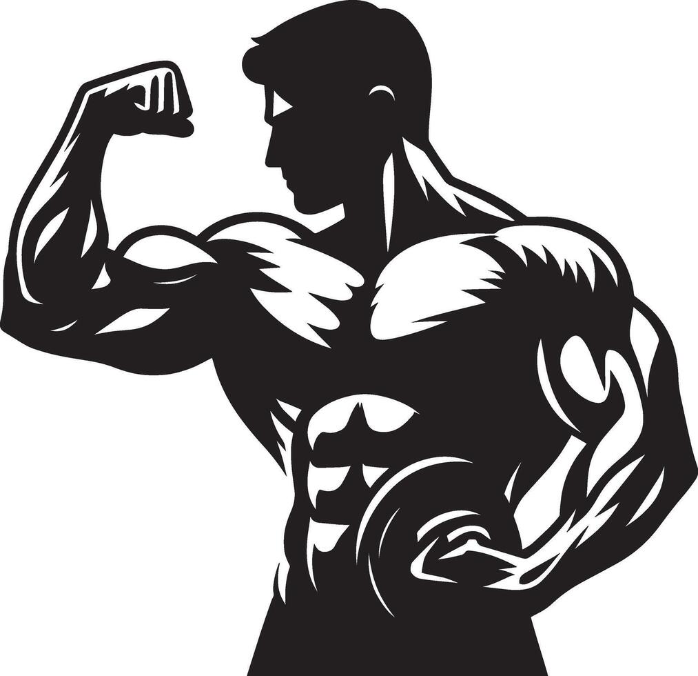 Dumbbell training silhouette illustration isolated on a white background vector