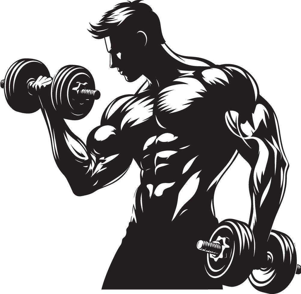 Hand grip dumbbell exercise silhouette illustration isolated on a white background vector