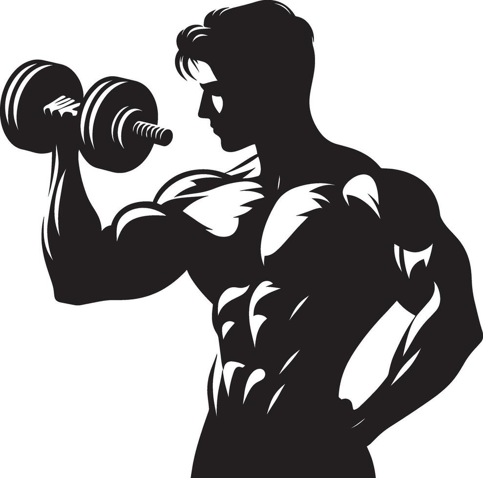 Dumbbell strength training silhouette illustration isolated on a white background vector