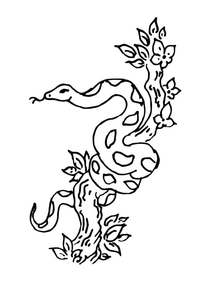 Hand Drawn Snake Outline Element vector