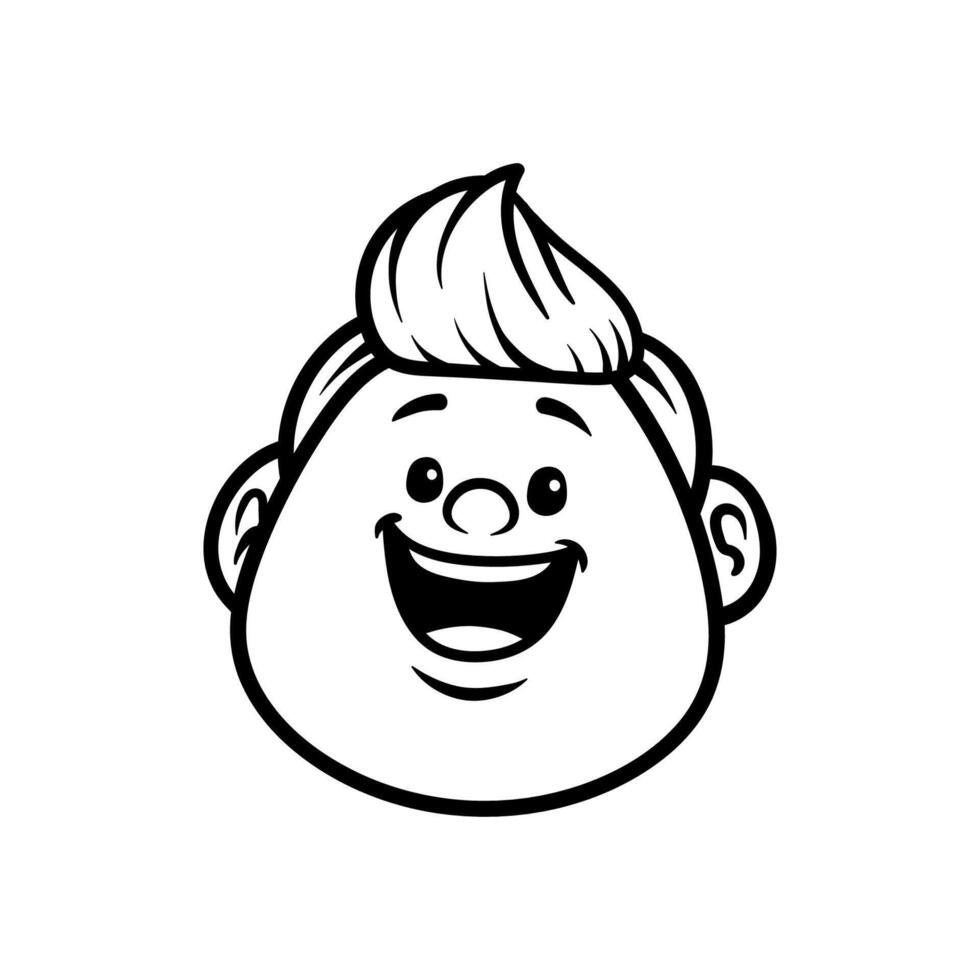 fat boy head cartoon drawing coloring line art style sketch classic vintage design illustration vector