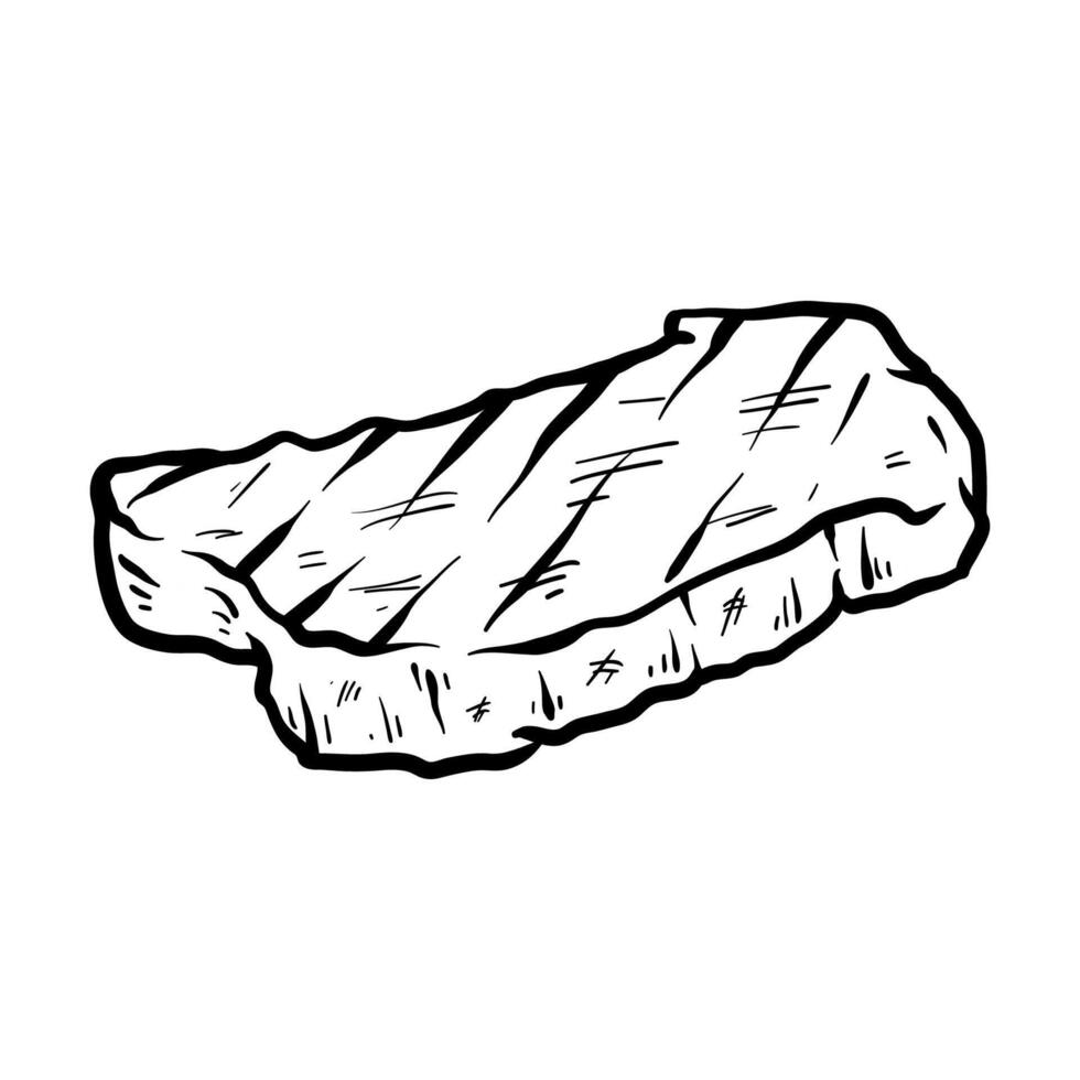 meat beef bbq grill drawing coloring line art style sketch classic vintage design illustration vector