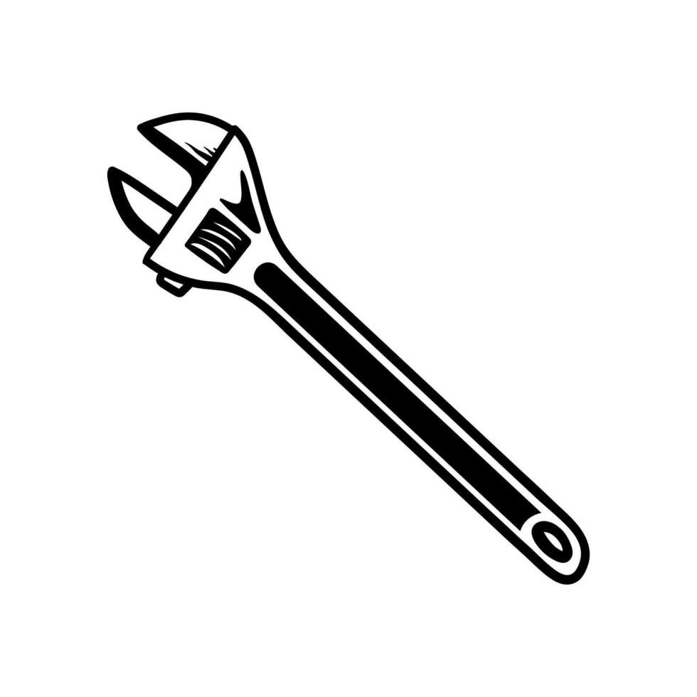 wrench tools drawing coloring line art style sketch classic vintage design illustration vector