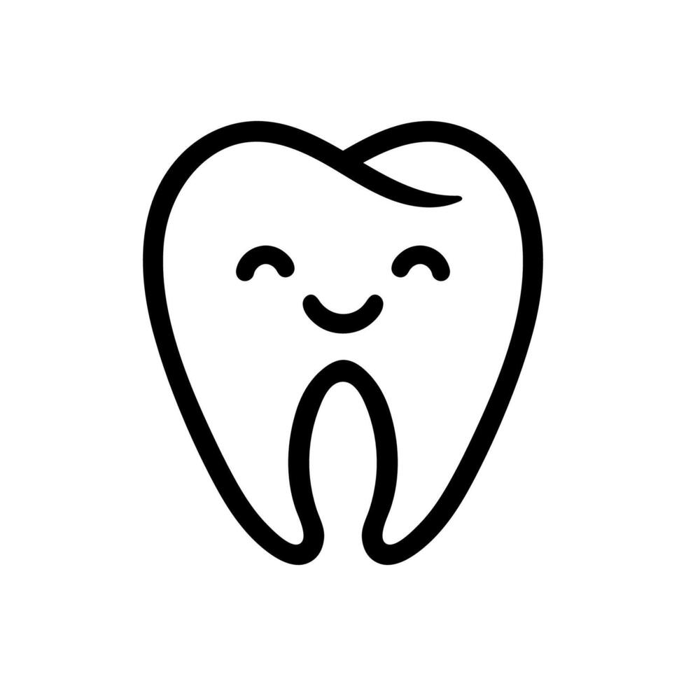 fun tooth icon logo cartoon drawing coloring line art style sketch classic vintage design illustration vector