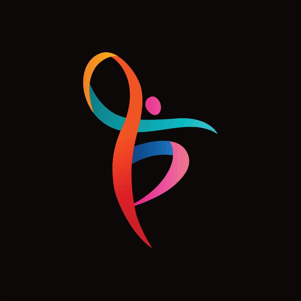 Moving dancing abstract figure logo. vector