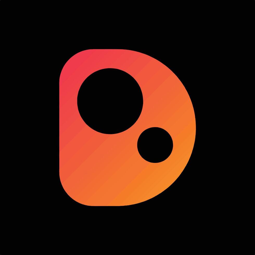 Orange Abstract Gradient D Letter Logo Design. vector