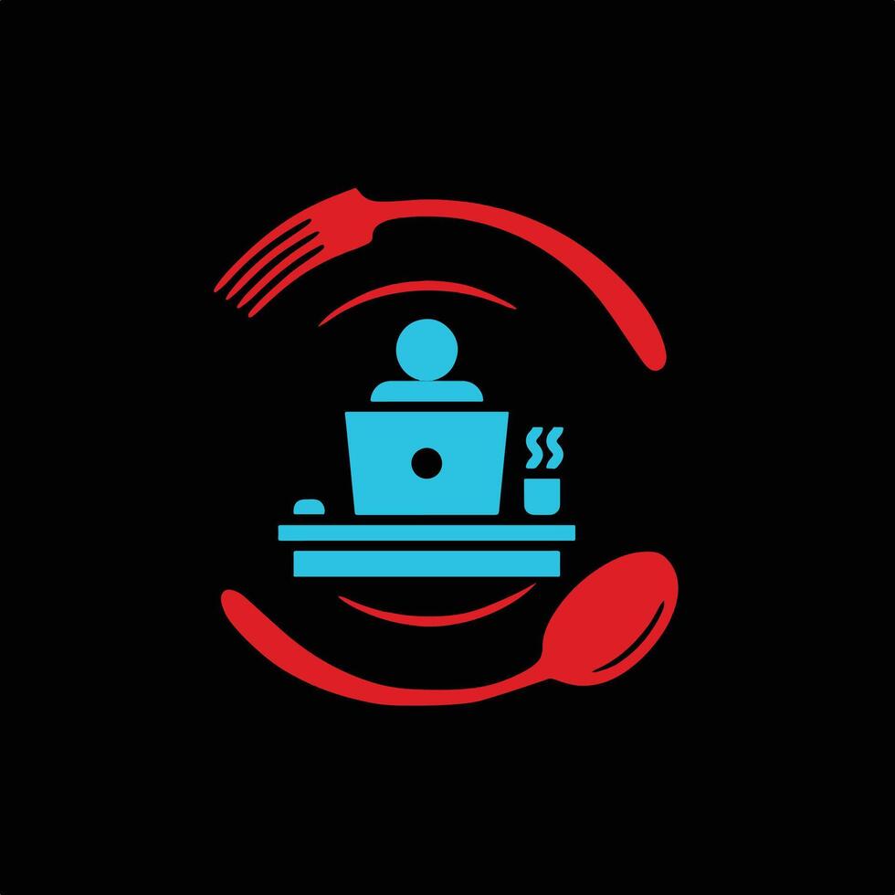 Red and Blue Modern Illustrative Food And Beverage Restaurant Logo. vector