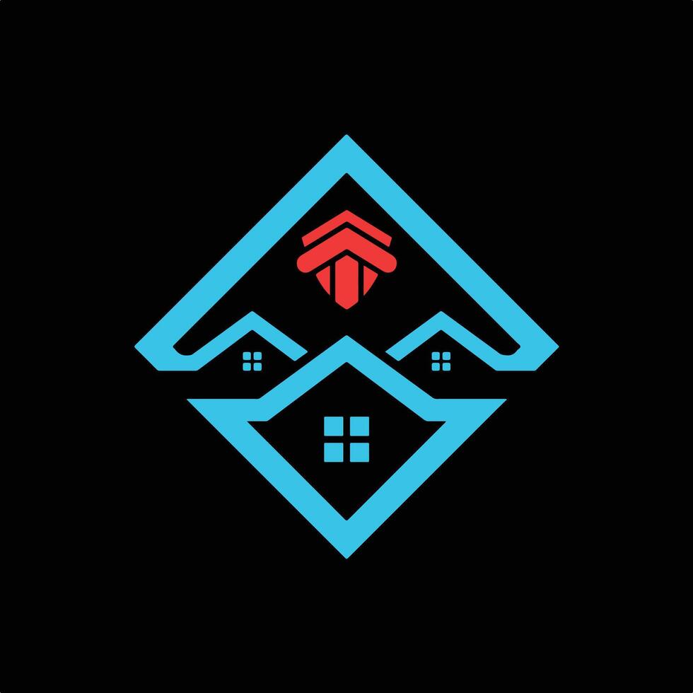 Red and Blue Classy Corporate Real Estate Agency Logo. vector