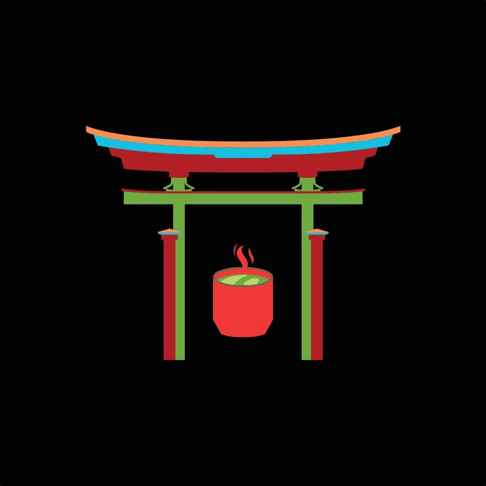 Green and Red Illustrative Simple Drink House Logo. vector