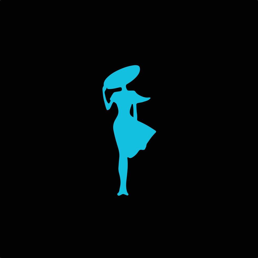 Elegant Silhouette of a Woman with a Wide-Brimmed Hat. vector