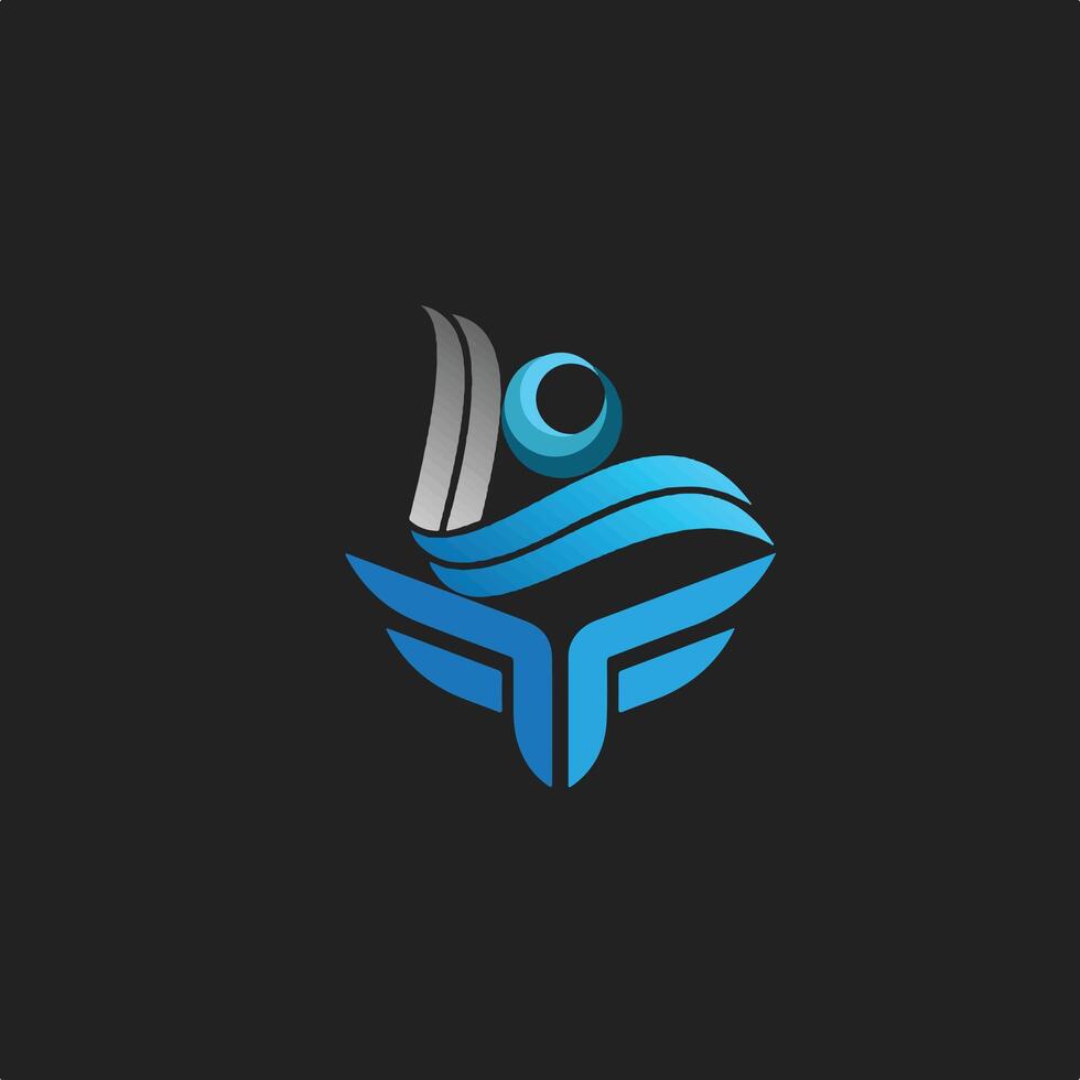 Dynamic Fitness Logo with a Flying Figure and Winged Symbol. vector