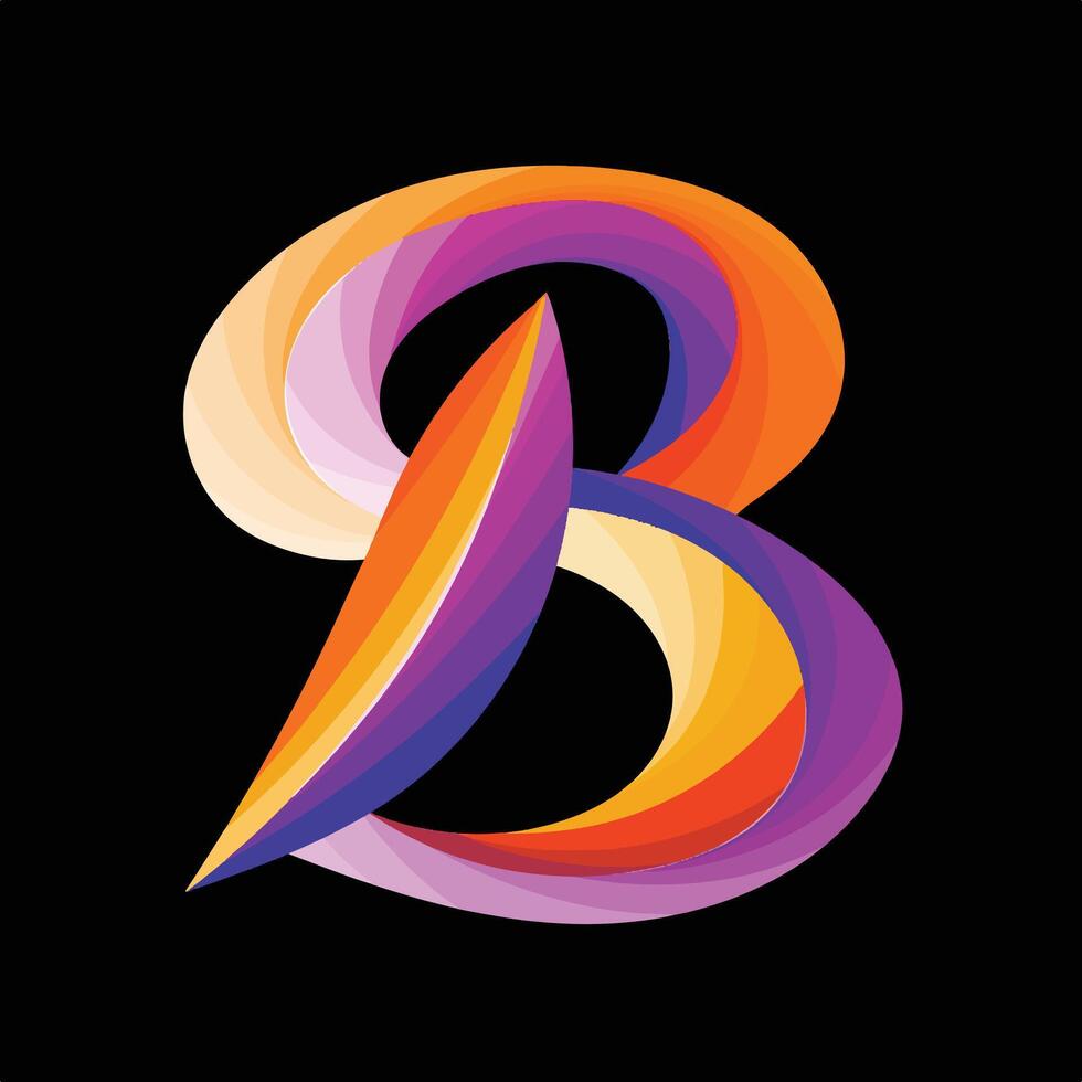 Purple and Orange Bold Gradient Abstract B Letter Logo. vector