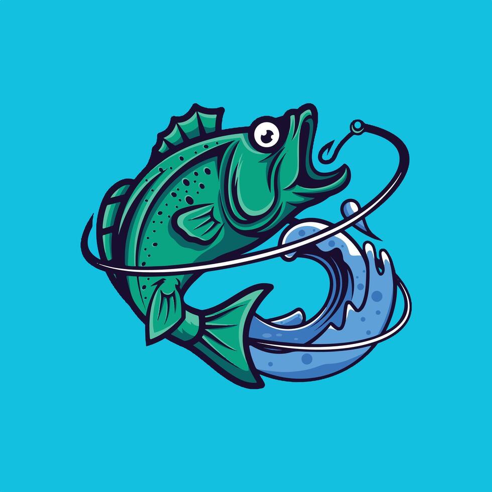 Abstract Mascot Fishing Free Logo. vector