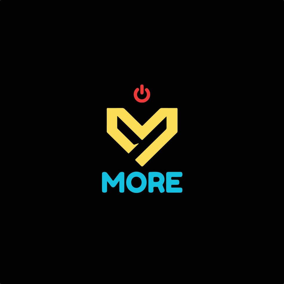 Colorful M Logo with Power Button and More Text. vector