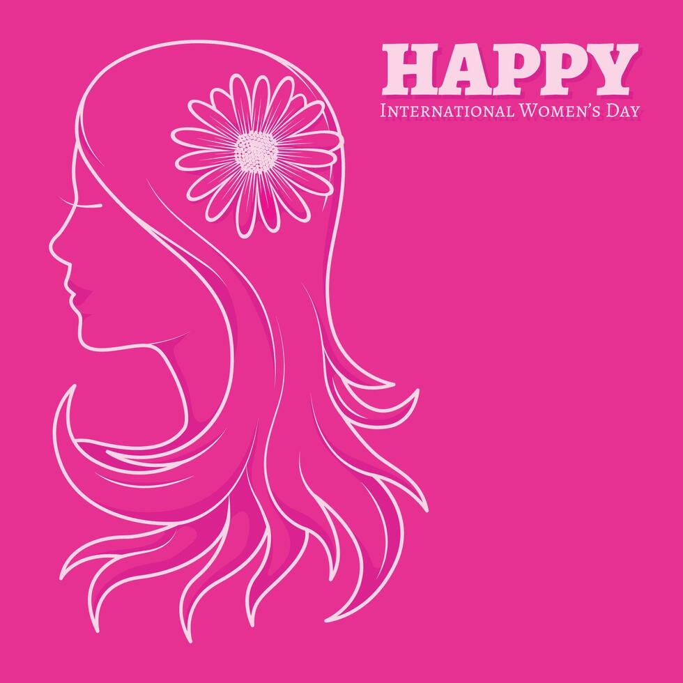 International Women's day greeting card. Woman's face in one continuous line drawing. Abstract female portrait in simple linear style. illustration for 8 March vector