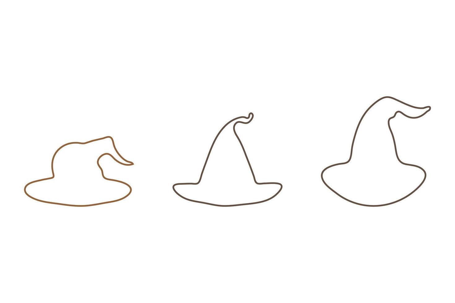 Simple halloween hat outline design set vector