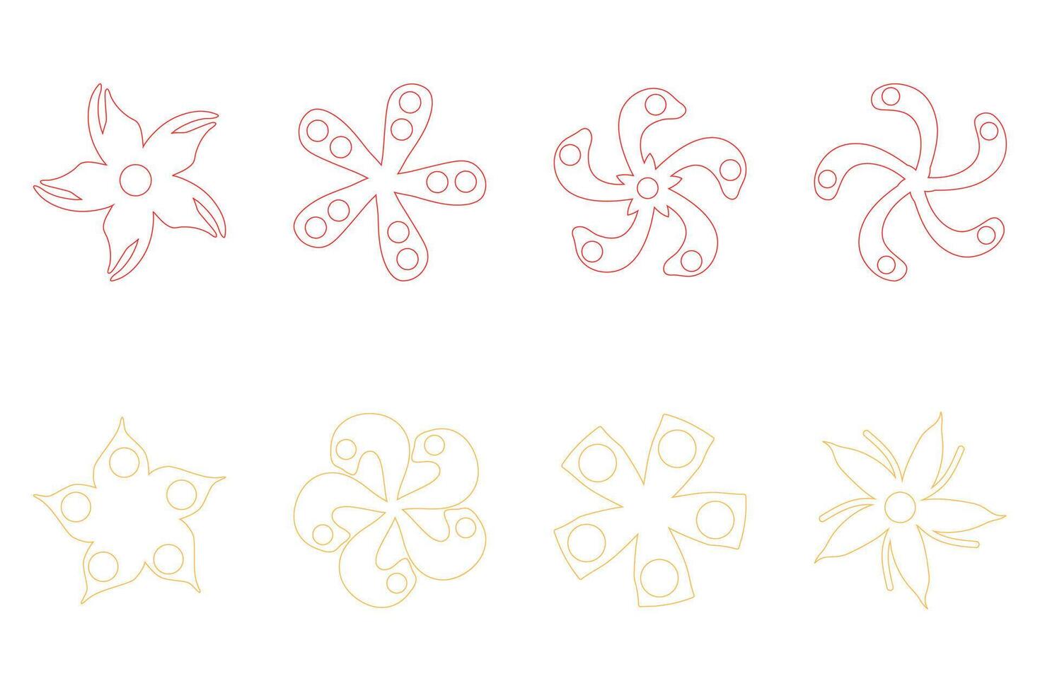 Botanical flower outline design set. Decorative floral icon vector