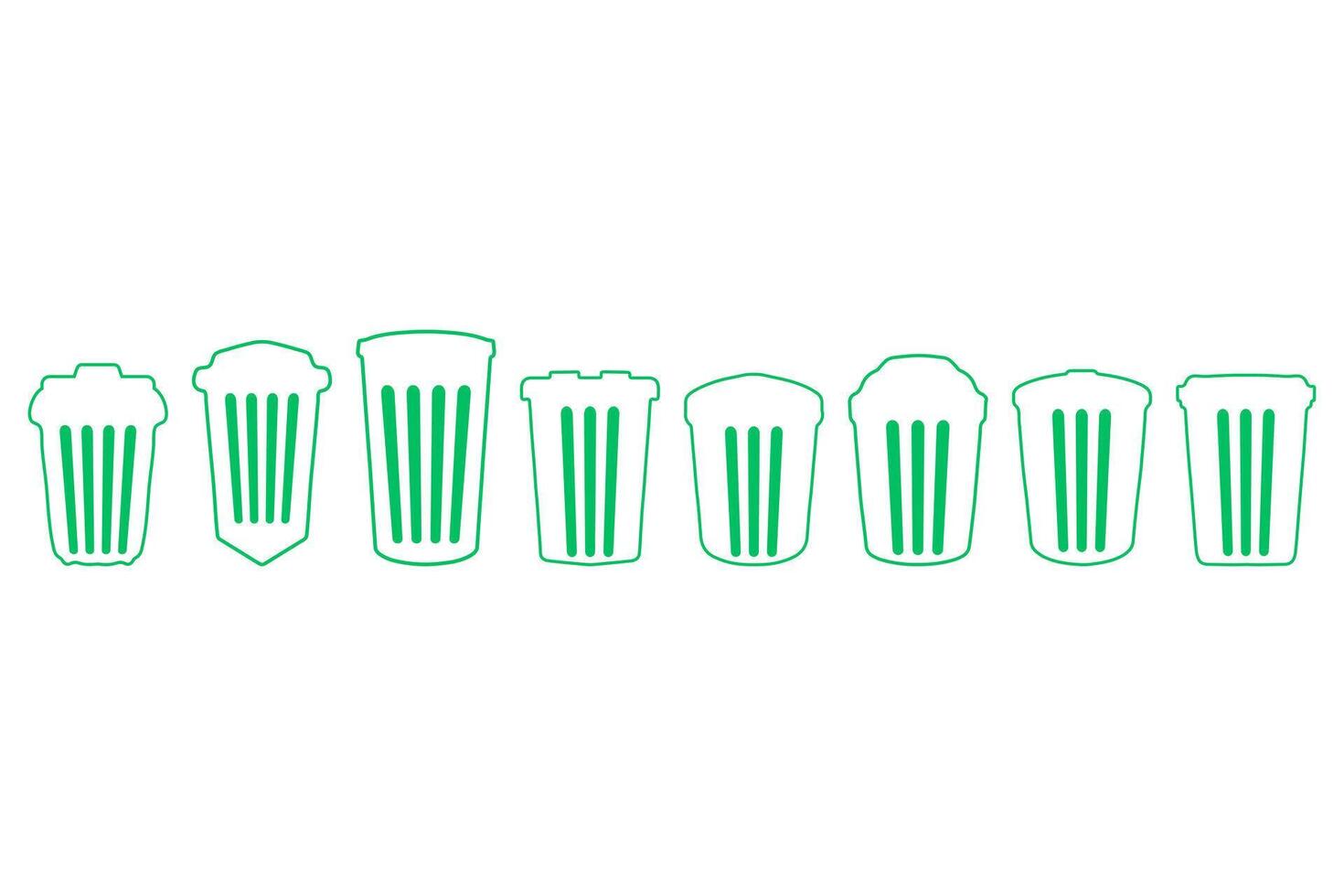 Simple trash can outline illustration design set vector