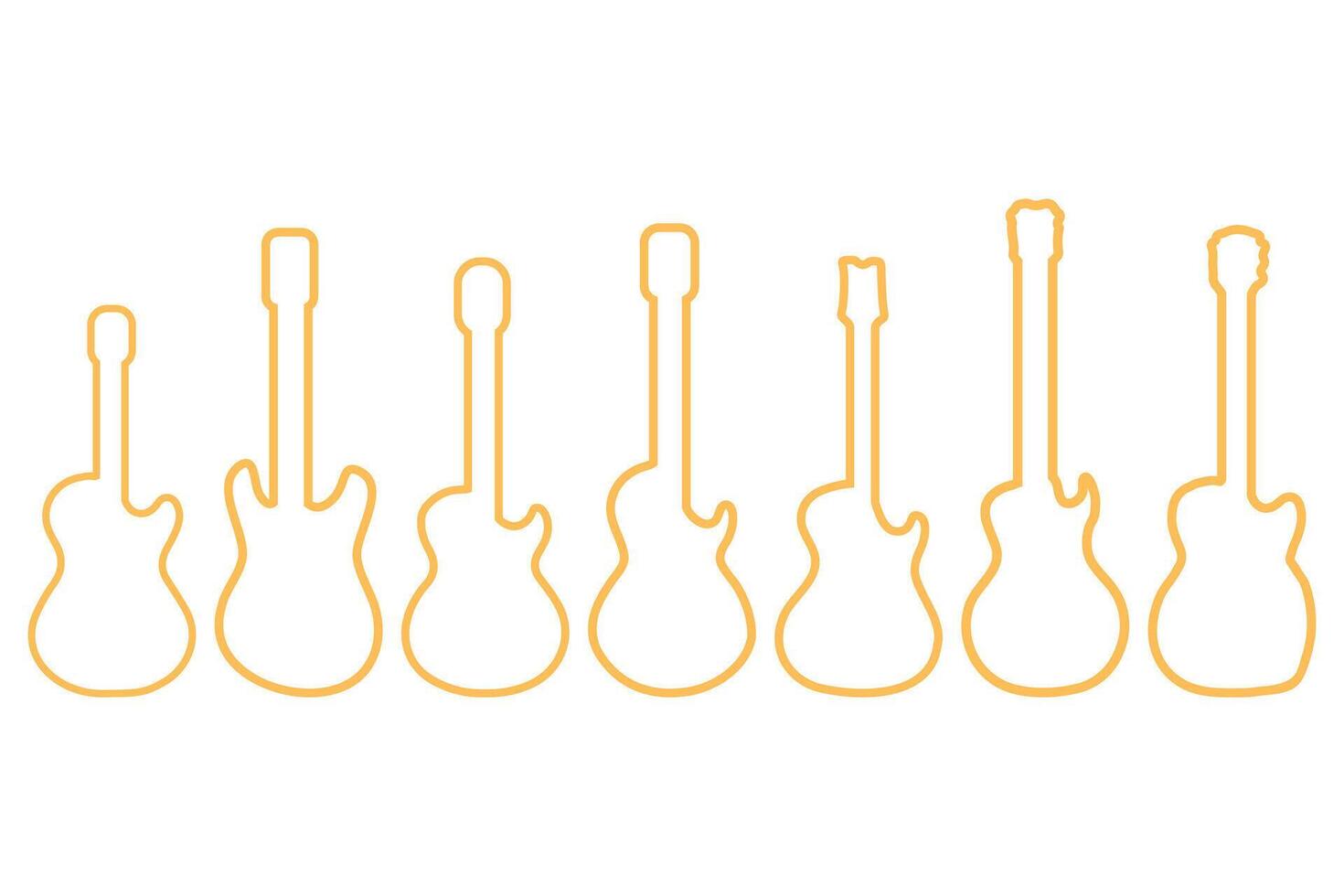 Simple guitar outline illustration design set vector