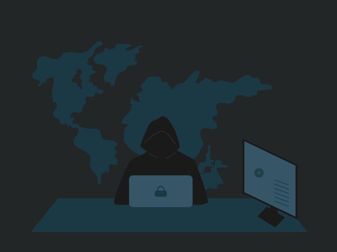 Cyber security flat design illustration dark vector