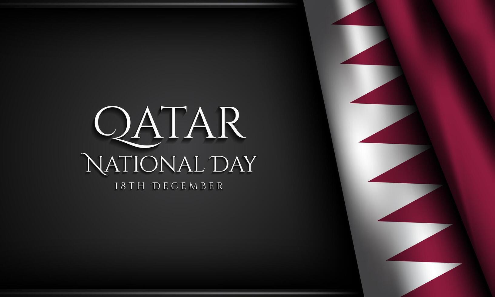 Qatar National Day Background Design with Qatar Flag on Black Background. vector