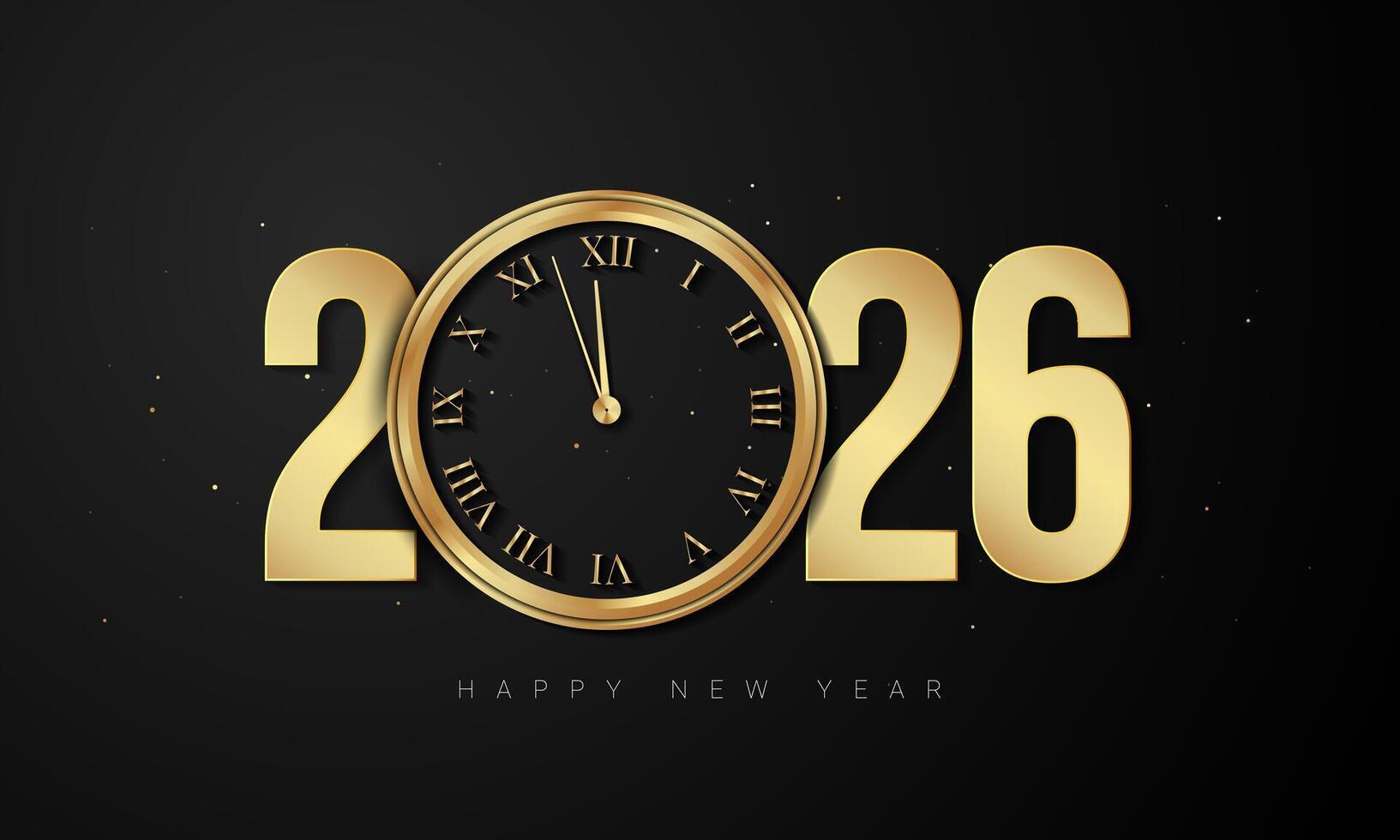 2026 Happy New Year Background Design with vintage golden clock. vector
