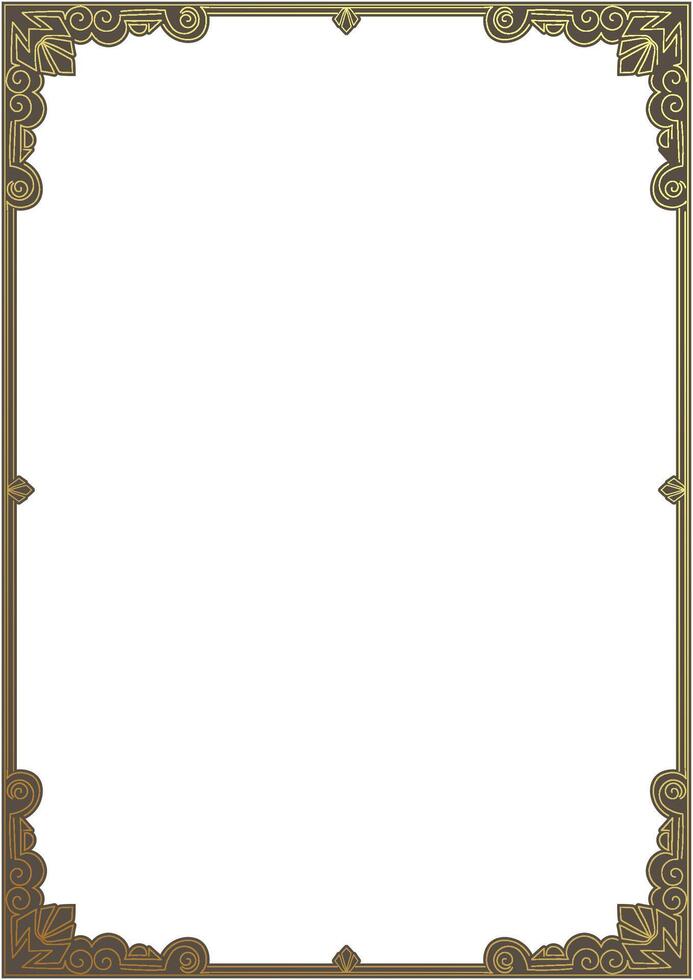 Abstract frame. Dark gold vintage. For message cards on a white background with cut edges vector