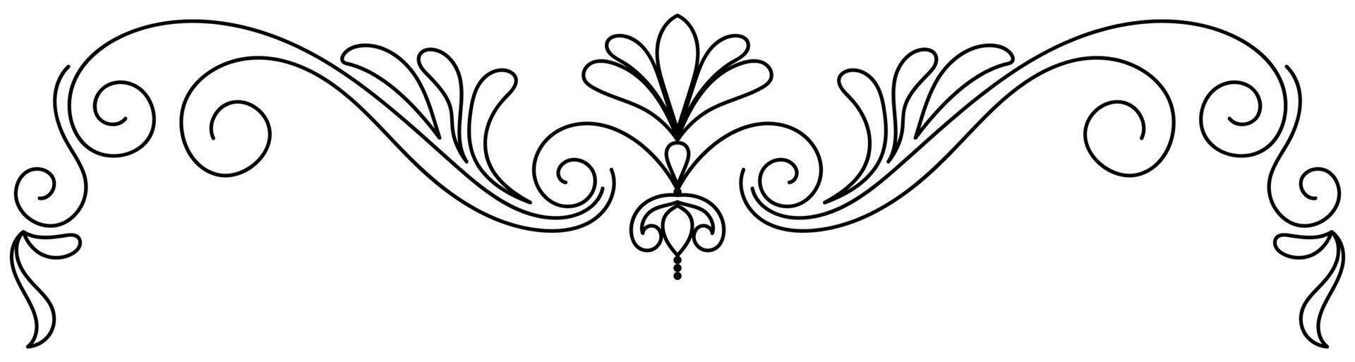 Flower border decorative design element Wedding banners, frames, labels, black lines on white. vector