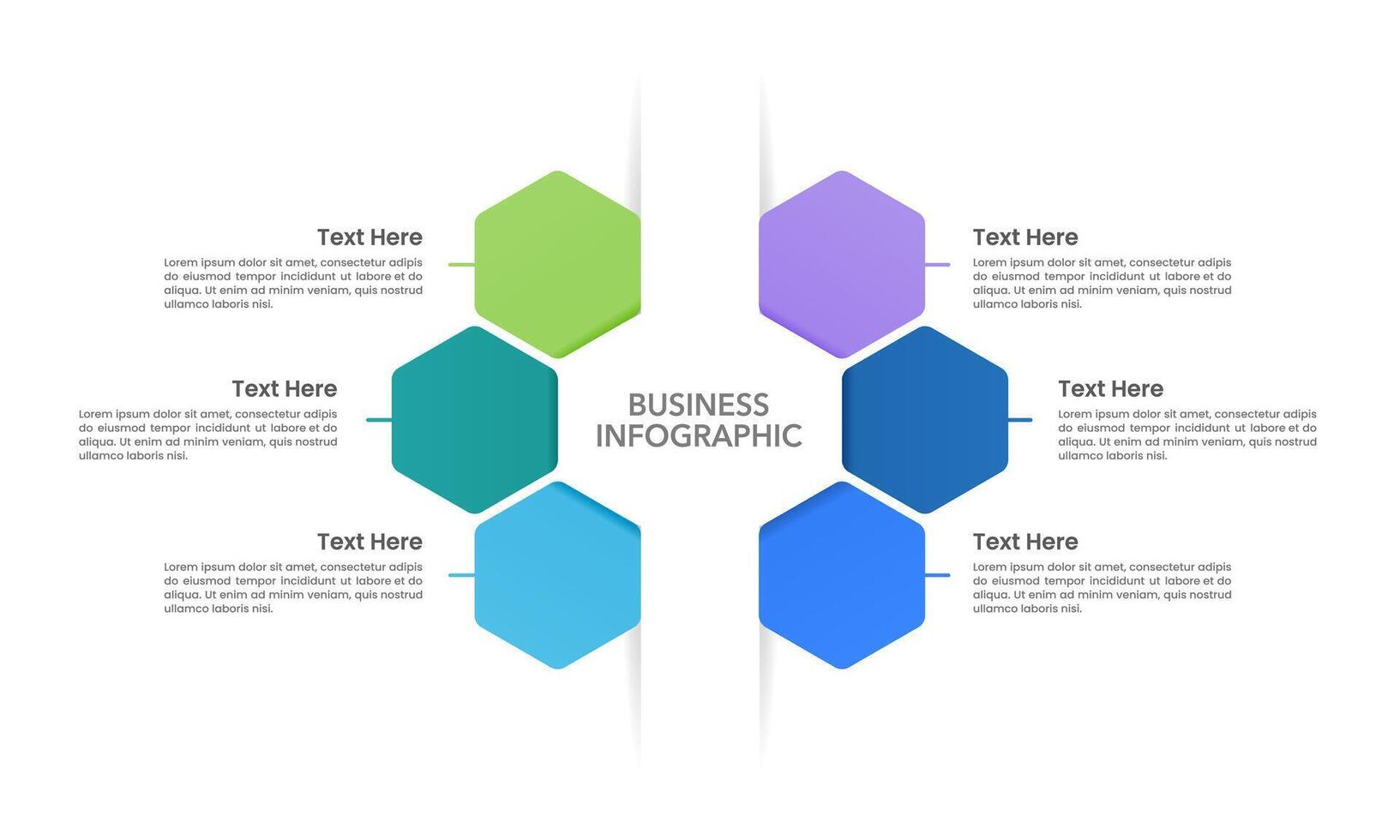 Hexagon business process infographic 6 steps. Business Presentation, Marketing, Plan and Strategy. vector