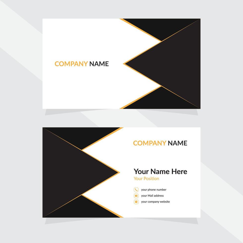 Minimal Double-Sided Black and Yellow Business card Design Template vector