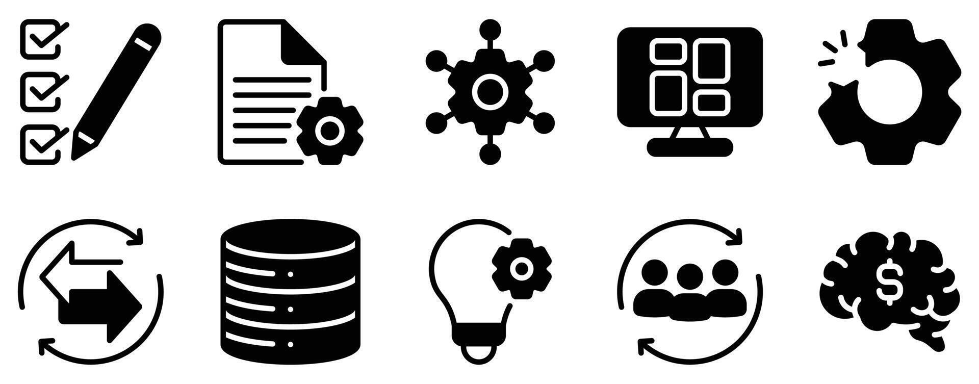 Information System Icon Set Structured Line Style Collection for Digital Solutions vector