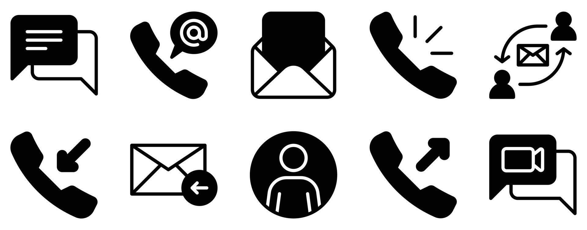 Contacts and Communication Icon Set Bold Solid Style Collection for Seamless Connectivity vector