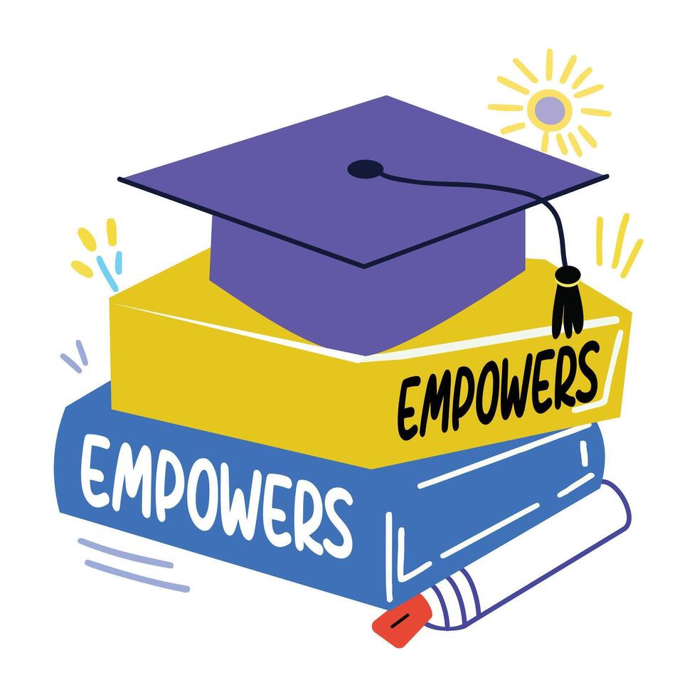 A flat stickler of stacked academic books vector