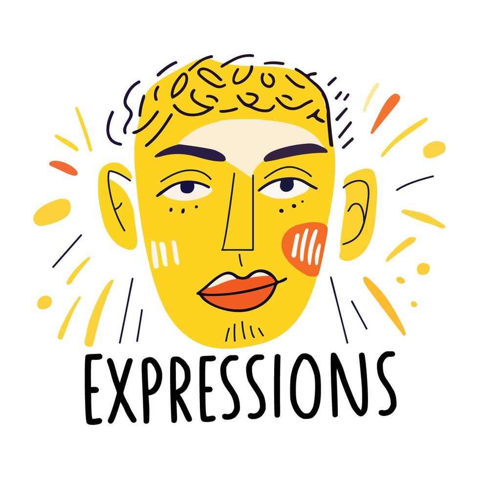 A flat sticker of a smirking woman emphasizing face expressions and emotions vector