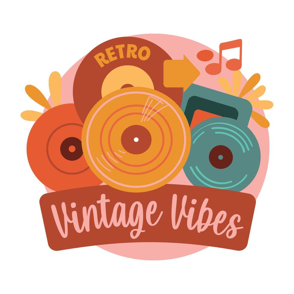 A flat sticker of vintage vibes vector
