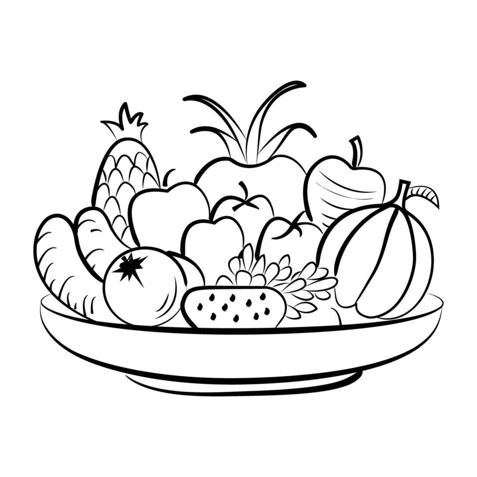 A doodle style icon of fruit plate vector