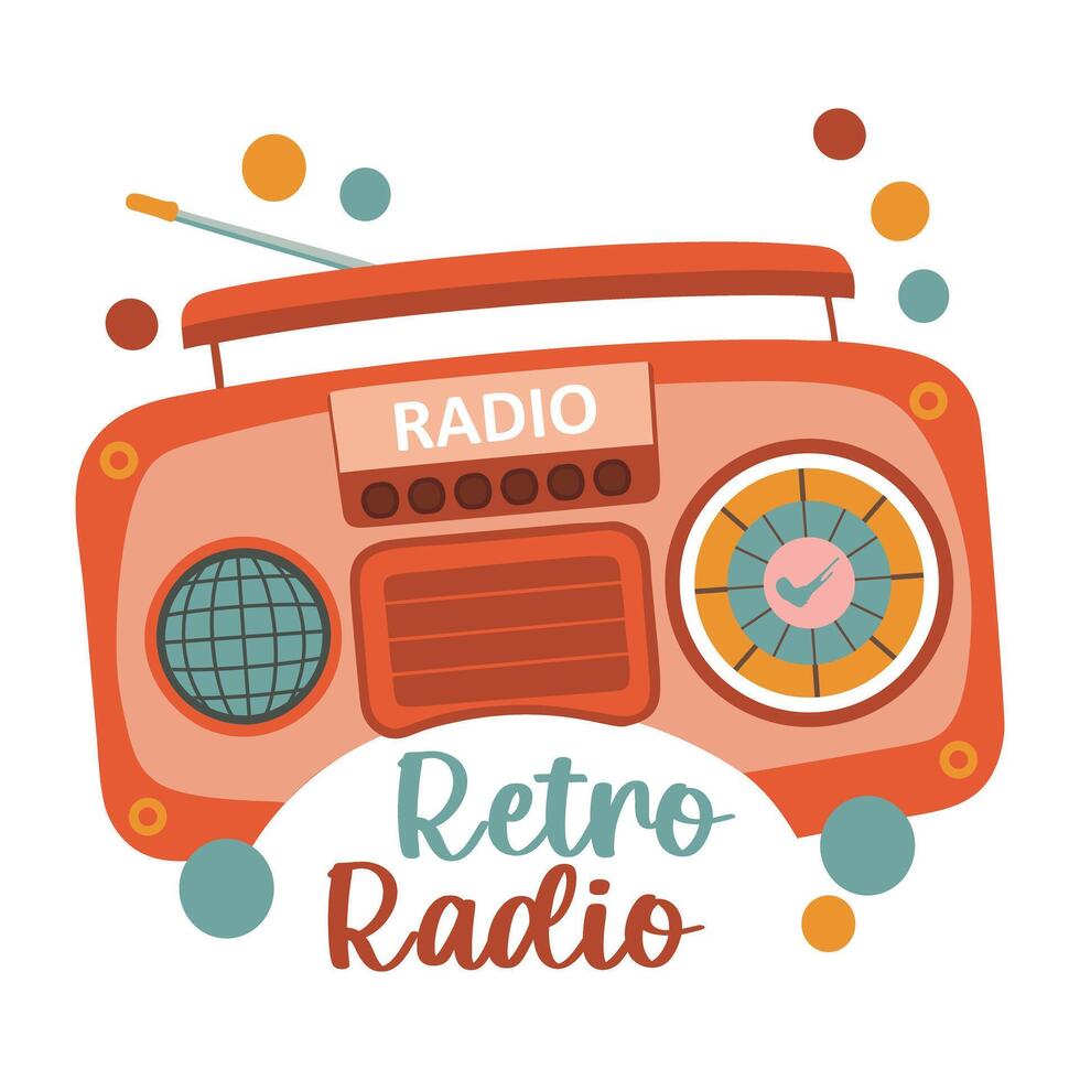 A flat sticker of retro radio vector